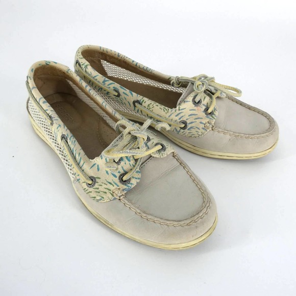 Sperry Shoes - Sperry | Women's Perforated Boat Shoes, Grey, Cream, 7M